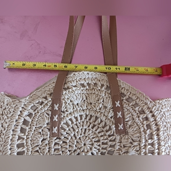 Geometric Pattern Beach Bag In Khaki - Picture 8 of 8